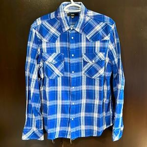 Diesel Men’s Plaid Dress shirt button up- Slim large (medium)
